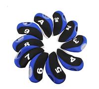 Trohollis Cabeza del Club de Golf,Fundas para Cabezas Caso 10PCS del Hierro del Golf Cabeza Cubierta con número Etiquetas Club de Cubierta de la Cabeza 1 Set Blue Protector Negro(Blue)