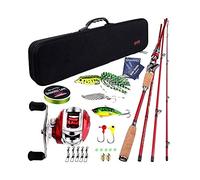 Trohollis CañA de Pescar,CañA Pescar Kit Completo de Rod Baitcsting 4 Sección M Power Fibra de Carbono del Carrete del Bastidor Conjunto 100M línea Pesca señuelos Ganchos Combo Pesca(Left Hand)