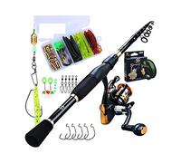 Trohollis CañA de Pescar,CañA Pescar Pesca Kit Completo con telescópica de Giro Rod Y 14BB de Giro del Carrete y línea Trenzada señuelo de Pesca Juegos de Herramientas(1.8m 3000 Reel Kit)