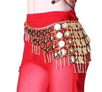 TroHollis Danza del Ventre,Falda Danza del Vientre Belly Dance Accessories Beads Tassel Bank For Women Dancing Hip Bufanda(Big Gold Coin)