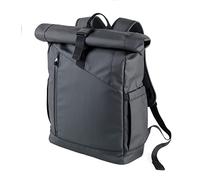 Troika Black Roll Top BBL51/BK Mochila con cierre magnético de seguridad de metal, cremalleras exteriores repelentes al agua, 2 bolsillos laterales, poliéster, poliuretano, lona negra