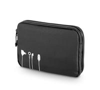 TROIKA Black Tech Pouch 2 - BBL64/BK - Bolsa organizadora de Cables para Accesorios electrónicos - 3 Compartimentos con Cremalleras hidrófugas, Tarpaulin (Iona) - Negro