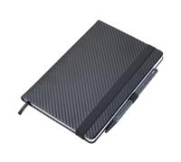 TROIKA Bloc de notas DIN A5, incluye bolígrafo Slimpad A5, cuaderno de carbono, 64 hojas perforadas con cuadrícula de puntos, marcapáginas, regla en relieve de piel sintética y metal, aspecto de