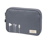 TROIKA Blue Cycle Tech Pouch 2 - 6 bolsillos de red - Compartimento principal con compartimento secreto para dispositivos de seguimiento (por ejemplo, Apple AirTag) - Plástico marino reciclado - gris