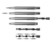 TROIKA Bolígrafo con 12 puntas de precisión diferentes CONSTRUCTION TOOL 13 para ahorrar espacio en la carcasa del bolígrafo con punta magnética para una fijación segura de las puntas, aluminio