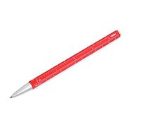 TROIKA Bolígrafo multitarea con recambio D1 negro - CONSTRUCTION BASIC - regla en centímetros/pulgadas, escala 1:20/1:50 - fácil cambio de recambio - aluminio, metal - plateado, rojo original