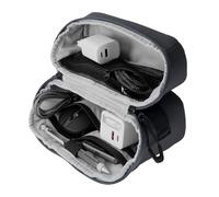 TROIKA bolsa para cables BLUE CYCLE TECH 2 GO con cremallera de 2 vías y 6 compartimentos abiertos para powerbank y cables; plástico marino reciclado; gris oscuro