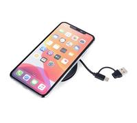 TROIKA Cargador inductivo para iPhone Apple Watch y AirPods Tambor de cable de carga rápida y compatible con MagSafe de plástico, poliéster reciclado en negro