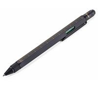 TROIKA CONSTRUCTION Bolígrafo multitarea - PIP20/BG - Negro/Oro - Regla de centímetros y pulgadas - Escala de 1:20 m y 1:50 m - Nivel de burbuja - Destornillador ranurado y cruzado - Stylus