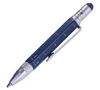 TROIKA Construction Liliput PIP25/BL - Bolígrafo multitarea - Regla en centímetros/pulgadas - Destornillador plano/Philliput - tamaño pequeño - Mina azul