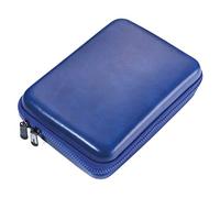 Troika - Estuche Organizador con Cremallera (3 Compartimentos Interiores, 6 Trabillas elásticas, Separador Interior), Piel sintética, Terciopelo, Color Azul y Negro