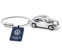 TROIKA Light Beetle 1964 - KR16-40/CH - Keyring Volkswagen Car, with White LED Light - Cast Metal- Shiny - Chrome Plated - Silver