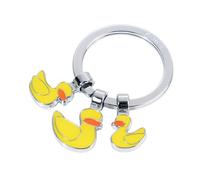 TROIKA Llavero con 3 colgantes de pato amarillo - YELLOW DUCK - Esmalte de metal fundido - Cromado - Amarillo Original, amarillo, 4,2 x 5,5 x 0,7 cm