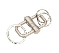 TROIKA Llavero con 3 llaveros en 2 tamaños de 2 vías - Cierre deslizante para facilitar la organización de las llaves - Metal fundido - Plata Original, plateado, 7,3 x 3,2 x 1,2 cm