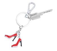 TROIKA Llavero con dos tacones altos, mosquetón y llavero, metal fundido, cromado, rojo y negro original, rojo y negro, 12,2 x 3,5 x 0,8 cm
