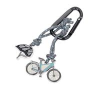 TROIKA Llavero con mosquetón - E-BIKE - 2 colgantes de cuerda de escalada decorativa: bicicleta, casco, aluminio, esmalte, metal fundido, nailon - gris, azul petróleo, negro original, Negro , 11,7 x