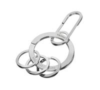 TROIKA Llavero con mosquetón NAIL GUARD EASY con 3 anillas para facilitar la colocación de las llaves con mecanismo de apertura patentado de acero inoxidable plateado brillante