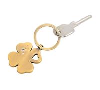 TROIKA Llavero de trébol dorado con forma de corazón Girls Best Friends, llavero de la suerte corazón bronce hecho con elementos de Swarovski de metal fundido cromado en oro antiguo mate aspecto
