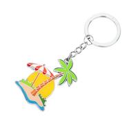 TROIKA Llavero de vacaciones (isla con palmera) - Hermosas vacaciones - Esmaltado metal fundido - Cromado - Multicolor Original, multicolor, 11,2 x 4,5 x 0,4 cm
