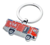 TROIKA llavero FIREFIGHTER, camión de bomberos en metal fundido y esmalte cromado rojo/plata; regalo para entusiastas del cuerpo de bomberos