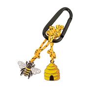 Troika Maja - KR23-01/BK - Llavero incl. mosquetón, - MAJA - 2 colgantes en la cuerda decorativa: abeja, colmena - aluminio, esmalte, metal fundido, nailon - amarillo, negro, plateado