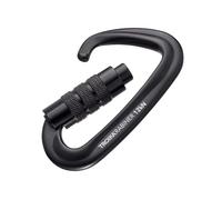 TROIKA mosquetón TROIKARABINER con cierre giratorio de seguridad, 12 kN; aluminio 7075 anodizado negro; extremadamente resistente, ligero y práctico