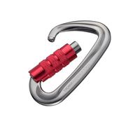 TROIKA mosquetón TROIKARABINER con cierre giratorio de seguridad, 12 kN; aluminio 7075 anodizado rojo/titanio; muy resistente, ligero y manejable