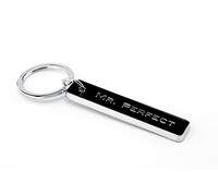 Troika MR. PERFECT KR8-54/CH - Llavero de metal alargado, diseño con texto Mr PERFECT, color negro y plateado