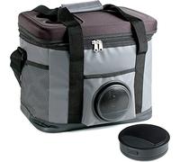 TROIKA Nevera con altavoz inalámbrico, bolsa refrigerante de 16 litros a prueba de fugas (aprox. 30 latas), tapa con aperitivos y portavasos, equipo de diversión al aire libre para tu fiesta de verano