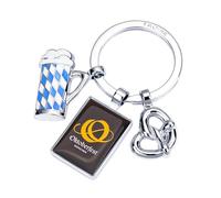 TROIKA OKTOBERFEST Llavero con 3 colgantes, jarra de cerveza, medida pretzel Oktoberfest, regalo como Oktoberfest Mitbringsel Schlüsselring München Oktoberfest, Plateado, multicolor, 6,5 x 6 x 0,5 cm