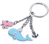 TROIKA Original - KR18-13/CH - Llavero con 3 colgantes, ballena, pulpo, pulpo, pulpo, pulpo, pulpo, calamar - metal fundido/esmalte - brillante - cromado - multicolor