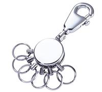 TROIKA Patent Schlüsselhalter rund mit Karabinerhaken 6 ausklinkbare Ringeamerik Patentchrom