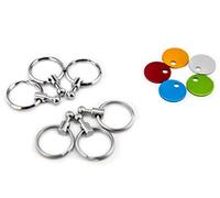 Troika Patente KYR60/MC - Llavero - Incluye mosquetón - 6 Anillos Intercambiables - Metal/Latón - Mate - Cromado - Plata - TROIKA-Original, Multicolor, 1 cm, Llavero