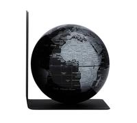 TROIKA Sujetalibros de metal BOOKGLOBE Single, diámetro de 13 cm, globo terráqueo magnético equilibrado, mares negros y superficies de color plateado mate, peso 0,6 kg, en bonita caja de cartón, ideal
