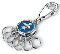 TROIKA TB-KYR01-A185 - Llavero con mosquetón - 6 anillos intercambiables - Ángel Guardián - Regalo para principiantes - Metal brillante - Cromado - Azul Original, Azul/multicolor., 6 Ringe