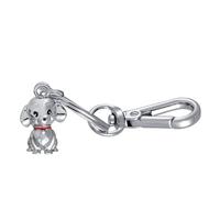 TROIKA TINY PUPPY, colgante con mosquetón; pequeño perro de metal fundido cromado plateado; regalo para fans de perros