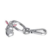 TROIKA TINY RABBIT, colgante con mosquetón; conejito de metal fundido cromado plateado; regalo ideal de Pascua