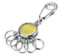 TROIKA Trend Waves KYR01-A186 - Llavero con mosquetón y 6 anillas intercambiables de metal en color plata y amarillo, dimensiones: 9 x 2,5 x 0,9 cm