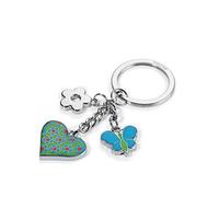 TROIKA Turquoise Heart - KR16-02/TQ - Llavero con 3 dijes - Metal Fundido/Esmalte- Brillante - Cromado - Multicolor - TROIKA-Original