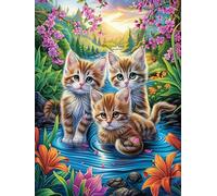 Trois chatons Dans le Jardin enneigé Rompecabezas 300 Piezas Cartón Resistente para Adultos Mitos Animal Planta Actividades Grupales para Relajarse Decoración Pared Regalo Aniversario 300 PCS