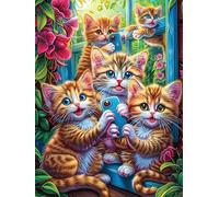 Trois chatons Dans le Jardin Fleuri Rompecabezas 300 Piezas Cartón Resistente para Mayores Mitos fantásticos Cuento De Hadas Reunión Familiar Juegos Desarrollo Lógica Detalle San Valentín Calidad 300