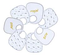 Trois Kilos Sept - Lote de 7 baberos para recién nacido - Impermeables - Unisex (diseño de relajación, grises)