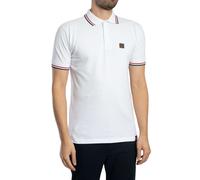 Trojan de los hombres Polo de piqué con ribetes de tres colores, Blanco