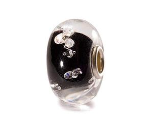 Trollbeads Cuenta de cristal universal con cuentas de diamante, color negro