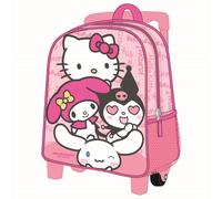 Mochila Infantil con Ruedas Hello Kitty Niña - Trolley Escolar 3D Rosa con Asa Telescópica, Bolsillo de Malla Lateral y Cierre Cremallera, Licencia Oficial para Guardería y Colegio