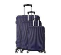 TROLLEY ADC - Juego de 3 Maletas de Viaje - Cabina 55x34x23cm, Mediana 65x41x26 cm y Grande 75x46x28 cm - 4 Ruedas Dobles Silenciosas - Manejables e Impermeables - Colección Elegance - Azul Marino