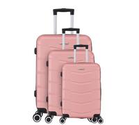 TROLLEY ADC - Juego de 3 Maletas de Viaje - Cabina 55x34x23cm, Mediana 65x41x26 cm y Grande 75x46x28 cm - 4 Ruedas Dobles Silenciosas - Manejables e Impermeables - Colección Wall - Oro Rosa