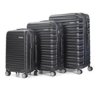 TROLLEY ADC - Juego de 3 Maletas de Viaje - Cabina 55x34x23cm, Mediana 65x41x26 cm y Grande 75x46x28 cm - 4 Ruedas Dobles Silenciosas - Manejables e Impermeables - Colección Lana - Negro