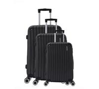 TROLLEY ADC - Juego de 3 Maletas de Viaje - Cabina 55x34x23cm, Mediana 65x41x26 cm y Grande 75x46x28 cm - 4 Ruedas Dobles Silenciosas - Manejables e Impermeables - Colección Corner - Negro