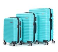 TROLLEY ADC - Juego de 3 Maletas de Viaje - Cabina 55x34x23cm, Mediana 65x41x26 cm y Grande 75x46x28 cm - 4 Ruedas Dobles Silenciosas - Manejables e Impermeables - Colección Lana - Azul Lagoon